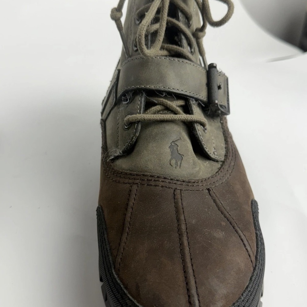 Polo by Ralph Lauren Brown and Olive Leather Men's Lace-Up Boot